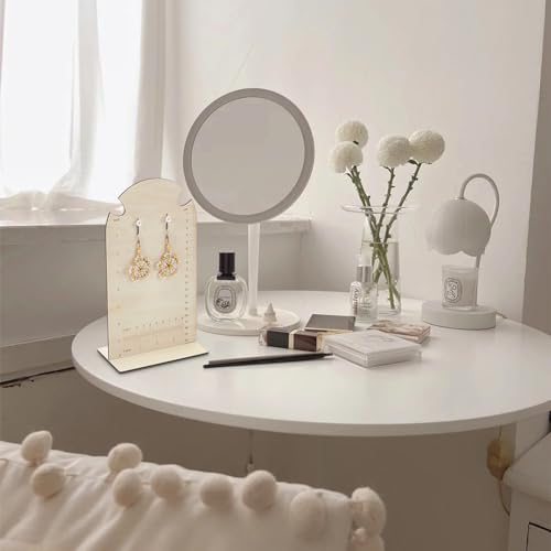 FINGERINSPIRE 2 Pcs Earring Measurement Display Stand 5.3x3x9.8 Wood Ear Stud Stand Earring Organizer Frame with Measurements Floral White Arch-Shaped Earring Holder for Measuring Selling Earring - size: 5.3x3x9.8"