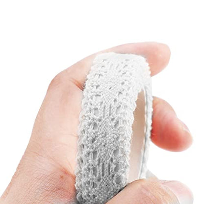 JIANWEI Washi Tape Lace Pattern, Self-Adhesive Decorative Masking Tape, DIY Scrapbooking Lace Tape Sticker, for Card Making/Crafts/Frames/Gifts Decoration (White)