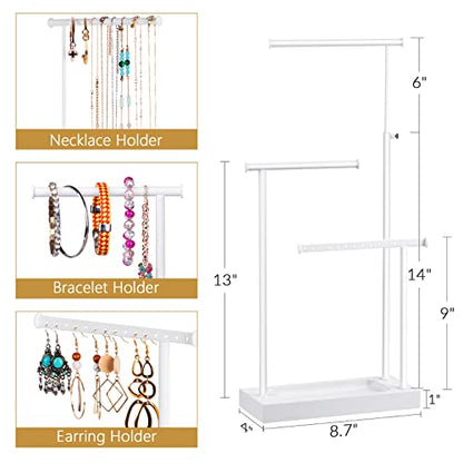 SRIWATANA Jewelry Organizer Stand, Extra Tall Jewelry Display Necklace Holder, Gift Idea (White) - color: white