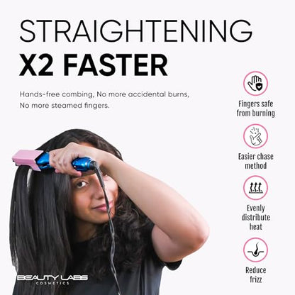 Silk Press Comb - Removable Heat-Resistant Attachment for Silky, Professional Flat Iron Results (Pink) - color: Pink