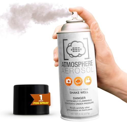 1 Pack Atmosphere Aerosol Haze/Fog Spray for Photography - Safe & Portable Mini Fog Machine Alternative - Smoke and Light Ray Effects Maker for Indoor and Outdoor, No Battery - Made in The USA - size: 1