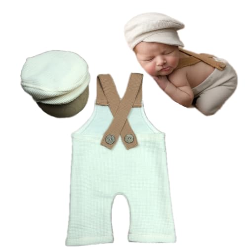 Newborn Baby Boy Suspender Pants Photo Outfits Gentleman Photography Outfit Girl - color: Off-white