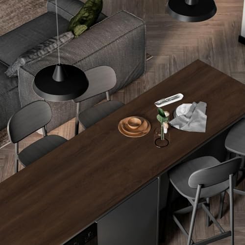 Decoroom Wood Contact Paper, Brown Walnut Wood Grain Peel and Stick Wallpaper for Countertops, Self Adhesive Removable Wood Viny Film Easy to Clean for Cabinets Desks and Drawers15.7 X 118" - color: Dark Brown, size: 15.7" x 118"