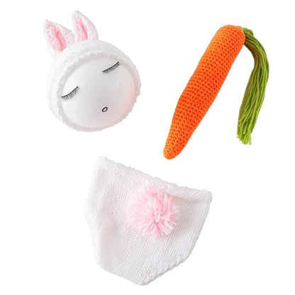 Jastore Baby Photography Props Newborn Boy Girl Photo Shoot Outfits Crochet Costume Infant Knitted Hat Sets - color: Rabbit