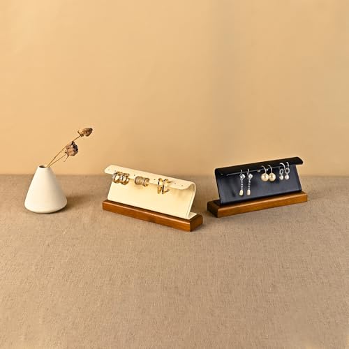 Solid Wood Jewelry Earrings Display Stand Small Jewelry Display for Long Earrings(Black) - color: Black