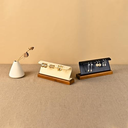 Solid Wood Jewelry Earrings Display Stand Small Jewelry Display for Long Earrings(Black) - color: Black