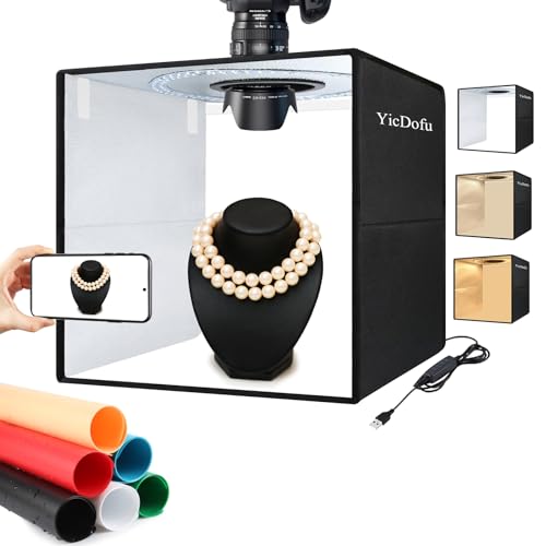 16 Inch Photo Light Box, CRI>90 Photography Shooting Tent with 224 LED Beads Dimmable 3200K-6500K, 6 Color Backdrops Portable Product Photography Studio - size: 16" x 16" x 16"