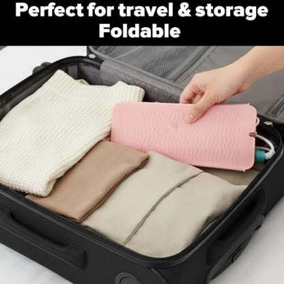 2 Pcs Heat-Resistant Silicone Mat and Heat Styling Tools Travel Mat Cover for Curling Irons Hair Straighteners Flat Iron Professional Heat-Resistant Non-Slip Mats for Countertop Hot Hair Styling Tools