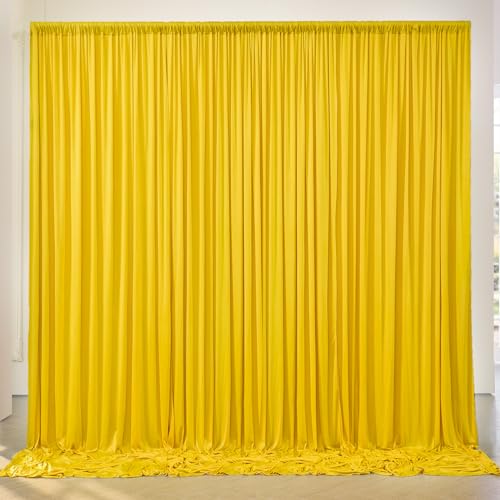 10x8ft Wrinkle Free Yellow Backdrop Curtain Panels, Thick Polyester Lemon Yellow Backdrop Drapes for Wedding Birthday Party Background Baby Shower - color: Yellow, size: 10ftx8ft