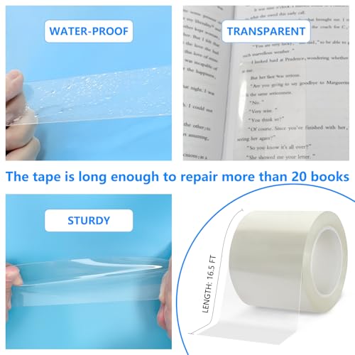 YINTTIAN Archival Safe Acid-Free Book Repair Tape,Clear Strong Waterproof Adhesive,No Residue for Libraries,Old Books,Broken Pages,(2 Inch x 16.5 Feet) - size: 2 Inch x 16.5 Feet