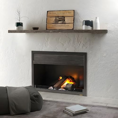 FLYJOE 48 Inch Fireplace Mantel Shelf - 8 Inch Deep Rustic Solid Reclaimed Wood Floating Shelf, Wall Mounted Farmhouse Display Shelf with Invisible Heavy Duty Metal Bracket, Set of 2, Cement Grey - color: Distressed Grey, size: 48inches-2P