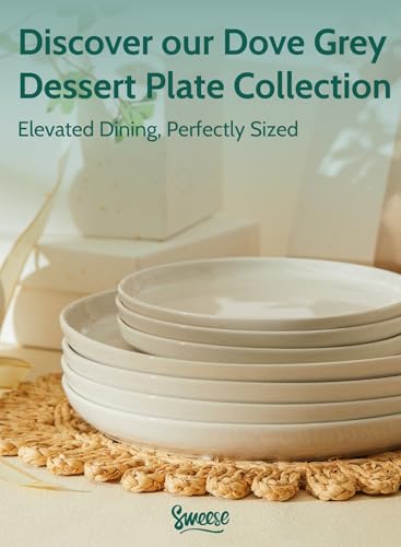 Sweese Porcelain Dessert Plates 7.4 Inch Set of 6 - Dove Gray Salad Plates, Dishwasher Microwave Safe, Smooth Glaze - color: Light Grey, size: 7.4 Inch