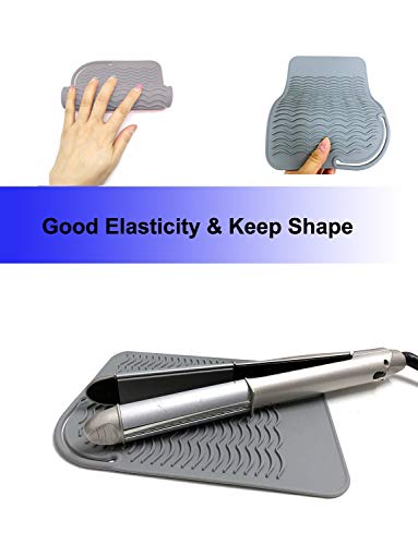 Heat Resistant Mat for Curling Iron, Flat Irons and Hair Straightener Hair Styling Tools 9" x 6.5", Food Grade Silicone, Grey - color: Grey