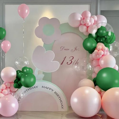 MEBAY Dusty Rose Balloon Arch Kit, 142 Pcs Retro Pink Nude Dark Green Latex Balloons Different Sizes 18 12 10 5 Inch for Birthday, Baby Shower, Wedding - color: 142-dusty Rose
