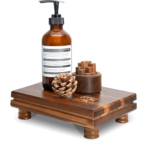 EOSAHR Unique Wood Riser Display Stand for Home Decor – Farmhouse Riser for Decor as Plant Stand & Soap Holder - Ideal for Displaying Apartment Decor Style (Light Acacia Wood) - color: Acacia Wood