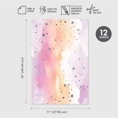 Main Street Peel and Stick Wallpaper Eco-Friendly Sheets 12 Pack, 11 X 16 Inch Cloud Design, Wall Mural for Home Decor, Removable Wall Decor Wallpaper Peel and Stick for DIY Projects - style: Cloud SCF Design