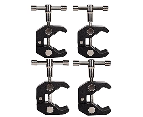 4Pack Super Clamp with 1/4 and 3/8 Thread for Photography,Camera Monitor, Plate Glass,LED Light, Umbrellas,Hooks, Shelves, Cross Bars,Photo Accessories