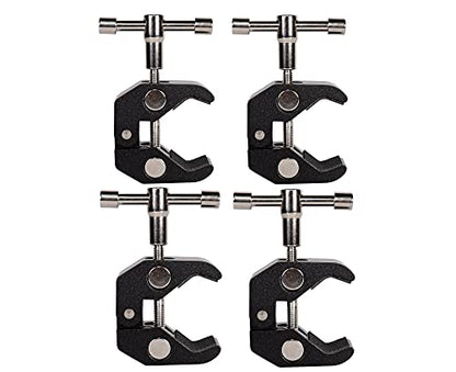 4Pack Super Clamp with 1/4 and 3/8 Thread for Photography,Camera Monitor, Plate Glass,LED Light, Umbrellas,Hooks, Shelves, Cross Bars,Photo Accessories