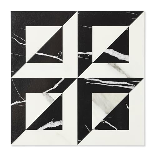 10-Sheets Stunning 3D Visuals Peel and Stick Backsplash Mosaic Tiles, PVC Stone Look,Heat Resistant Stick on Tiles for Kitchen Wall, Bathroom, Laundry Room (Black Marquina + White Marble) - color: Black Marquina + White Marble
