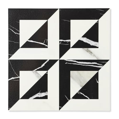 10-Sheets Stunning 3D Visuals Peel and Stick Backsplash Mosaic Tiles, PVC Stone Look,Heat Resistant Stick on Tiles for Kitchen Wall, Bathroom, Laundry Room (Black Marquina + White Marble) - color: Black Marquina + White Marble
