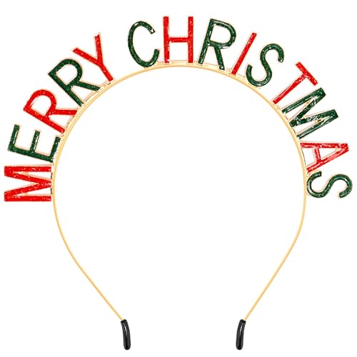 Chanaco Christmas Headbands for Women Adult Xmas Hair Accessories Holiday Party Decorations Red Green Hair Hoops Gold Metal Headwear Non Slip Headdress Gifts - color: Gold