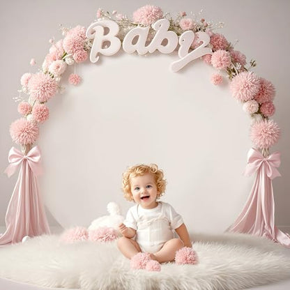 7.2 FT White Round Backdrop Cover, Double-Sided Circle Fabric Photo Background with Zipper for Photography Party Birthday Wedding Baby Shower Home Decorations (Elastic) - size: 7.2FT