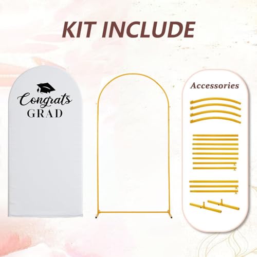 Graduation Decorations 2026，6.6 Ft Graduation Backdrop Kit，Graduation Photo Backdrop for College High School Yard Garden （Include Arch Stand and Cover）