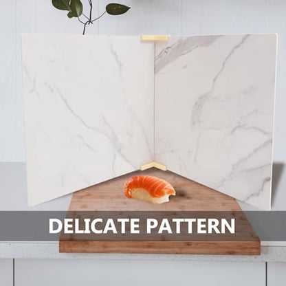 2pcs 40x40cm Mini Photography Backdrop Boards with White Marble PVC Texture for Food and Cosmetics Photo Studio, Reusable Flat Lay Photo Props Backgrounds