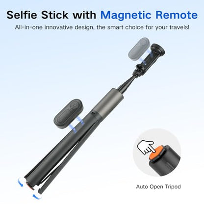 62 inch Selfie Stick Tripod for iPhone, Auto-Open Phone Tripod Stand with Magnetic Smart Remote Support Cell Phone Zoom in/Out,Front/Rear Camera Switch,Travel Selfie Stick for iPhone/Android - color: B-Auto-Open Tripod