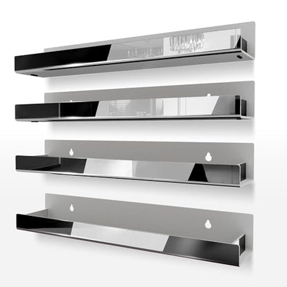 4 Pack 15 Inch Black Reflective Acrylic Shelves, Black Floating Shelves, Modern Sunglasses Essential Oil Picture Ledge Display Toy Storage Shelf - color: 15in-black Mirror
