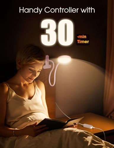 LiFMIRA Desk Lamp Clip on Light 8W 66 LED Reading Light for Bed, 5 Colors 10 Dimming Levels, Eye Caring Metal Reading Lamp, Clip lamp for Bed Headboard Home Office (Pink) - color: Pink
