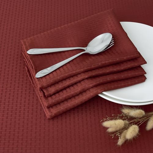 maxmill Fall Cloth Napkins 20 x 20 Inch Weaved Pattern Soft Comfortable and Luxury Serviette for Harvest Thanksgiving Family Dinners Weddings Parties and Banquets Set of 4 Pieces, Rustic Brick - color: Rustic Brick, size: 20" x 20" (Set of 4)