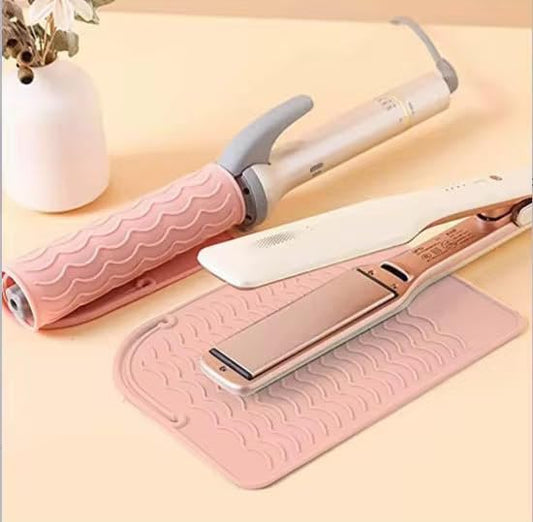 2-Pack Heat Resistant Silicone Mat for Hair Styling Tools – for Flat Iron, Curling Iron & Hot Hair Tools, Heat Proof Pad for Bathroom & Vanity Non-Slip Countertop Protector - color: Pink & Gray (2-pack)
