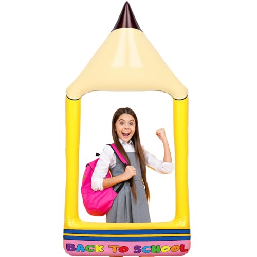 Colingmill 55 Inch Christmas Gingerbread House Photo Frame Inflatable Balloon Decorations Photo Backdrop Booth Selfie Frame Background for Xmas Party Supplies(Pencil) - style: Pencil