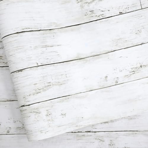 Abyssaly Shiplap Peel and Stick Wallpaper 394" X 11.8" Self-Adhesive Removable Decorative Wall Covering Vintage Wood Panel Interior Film for Home Decoration - color: White/Gray, size: 11.8" x 393"