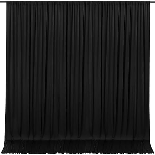 Black Backdrop Curtains for Party: Photo Polyester Drapes 4 Panels 5ft x 8ft Wedding Halloween Ceremony Background - color: Black, size: 5ft X 8ft 4 Panels