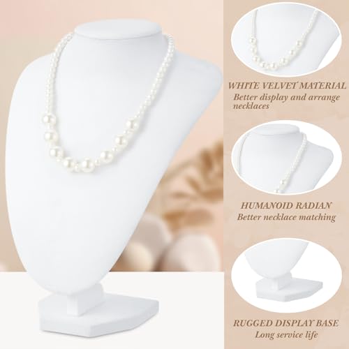 Huquary 6 Pcs Velvet Jewelry Display Set Necklace Display Stand T Bar Bracelet Holder Jewelry Bust for Home Store Trade Show(White) - color: White