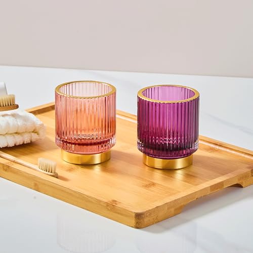 Makeup Brush Holder Organizer,Toothbrush Holders,Desk Pen Pencil Holder,Multifunctional Vintage Glass Brush Cup(A3-28-US) - color: Red, size: Small