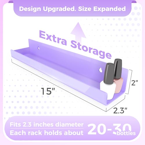 4 Pack 15 Inch Purple Acrylic Shelves, Kids Floating Bookshelf for Kids Room, Modern Nail Polish Rack Sunglasses Essential Oil Picture Ledge Display Toy Storage Wall Shelf - color: 15in-purple