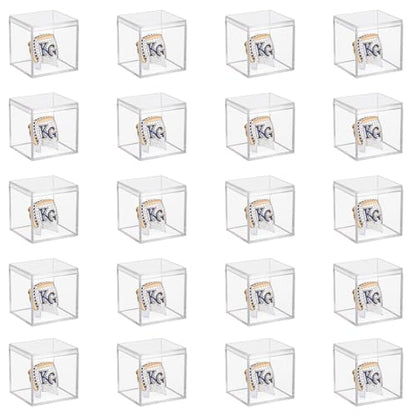20 Pack Championship Ring Display Case Clear Acrylic Ring Case Display Box for Sports Baseball Softball Football Golf Single Ring Coin Holder Stand, 2.16 Inch - size: 20 Pack