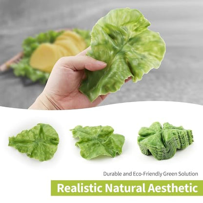 Sherika 10 PCS Realistic Artificial Green Leaf Lettuce, Plastic Simulation Vegetables Model, Faux Lettuce Leaves for Home Kitchen Easter Party Feast Decoration, Fake Green Vegetable Food for Display