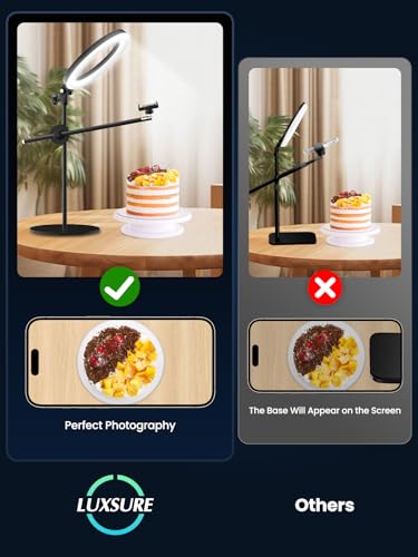 Selfie Ring Light with Stand and Phone Holder,Overhead Phone Mount with 10.5" Ring Lights,Desk Circle Lingt with Tripod Adjustable Shooting Arm for Video Recording,YouTube,TikTok,Live Streaming