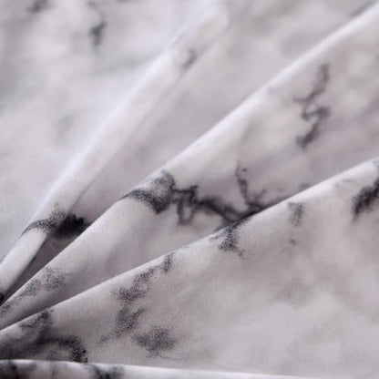 MAG Marble Bed Sheet,4PCS Black White and Gray Twin Size, Modern Pattern Printed Marble Bedding Sheet Set,with 1 Top Flat,1 Fitted Sheet and 2 Pillowcases,14” Deep - color: White-marble, size: Twin