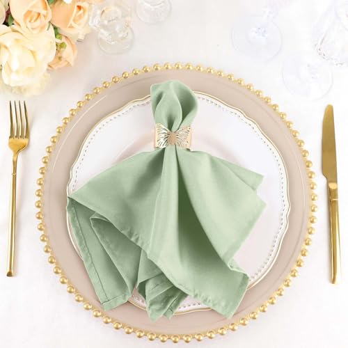 Efavormart Premium Cloth Napkins Set of 100, 17x17 Inch Sage Green Violet Seamless Dinner Napkins, Washable Linen Table Napkin Cloth with Hemmed Edges for Weddings, Party and Banquet - color: Sage Green, size: 17" x 17" (Set of 100)