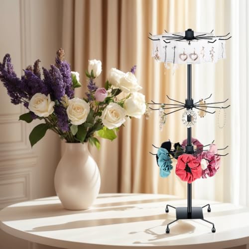3 Tier Spinner Display Rack Retail Display Stand Metal Rotating Display Rack for Jewelry Keyring Socking HatsToys
