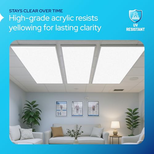 KASTLITE Frost Glaze Acrylic Lighting Panels | 23" x 47" x .080" Textured Frosted Plexiglass Diffuser Sheets | Flat Fluorescent Light Covers for Ceiling Lights & Overhead Fixtures | Rectangle, 4-Pack - size: 23" x 47"