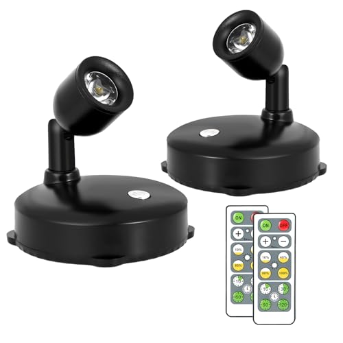Cordless Spotlight Battery Operated, LED Plant Light, Dimmable Accent Light with Remote, Indoor Display Up Lighting for Picture Photo Tree Dartboard Wall Decor Painting Artwork Portrait