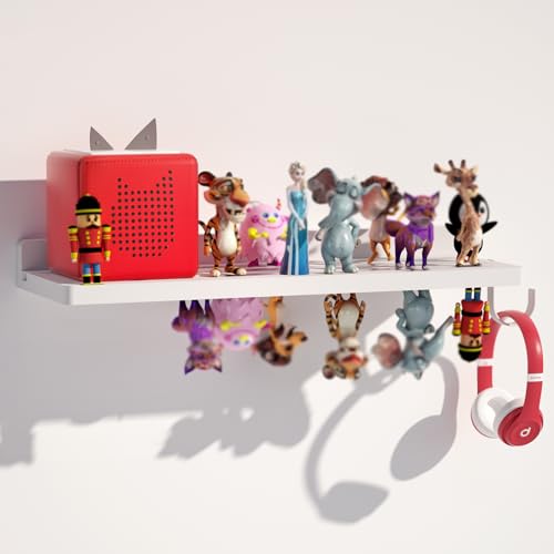 for Tonies Shelf Magnetic - Tonies Figure Organizer for Kids Room, Wooden Magnetic Display Shelf for Tonies Box Holder, Wall Floating Shelves Toy Storage Compatible Charging Station(1 Tier, White) - color: White, size: 1 Tier