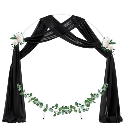 Socomi Wedding Arch Draping Fabric 3 Panels 29" x 18Ft Black Sheer Curtain Drapes 6 Yards for Wedding Baby Shower Ceremony Birthday Party Decoration - color: Black, size: 29"W x 216"L (Pack of 3)
