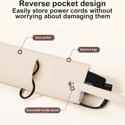 BUBM Hot Iron Holder & Mat, Heat Resistant Hair Tools Travel Bag Portable Organizer Cover Pouch for Curling Irons, Flat Irons, Hair Straightener and Styling (Beige) - color: Beige
